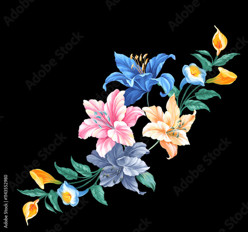 Flower element watercolor illustration. Manual synthesis. Pattern. Design of covers, fabrics, textiles, wrapping paper