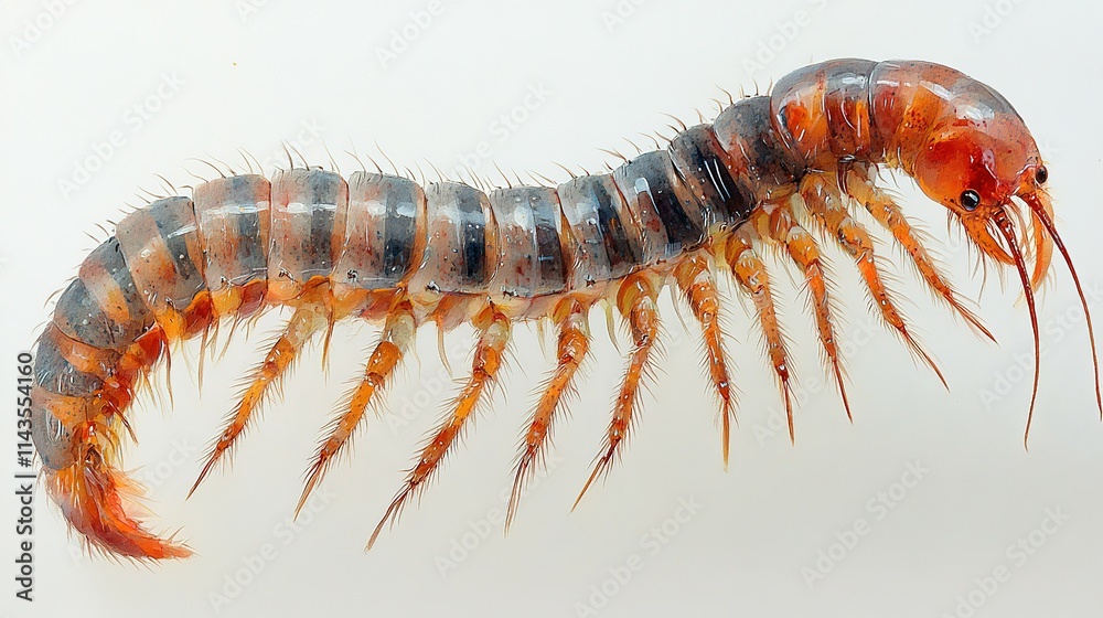 Closeup View Of A Centipede Showing Detail Closeup View Of A Centipede Showing Detail