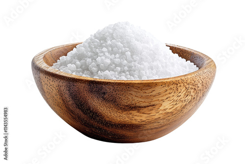 A wooden bowl filled with salt