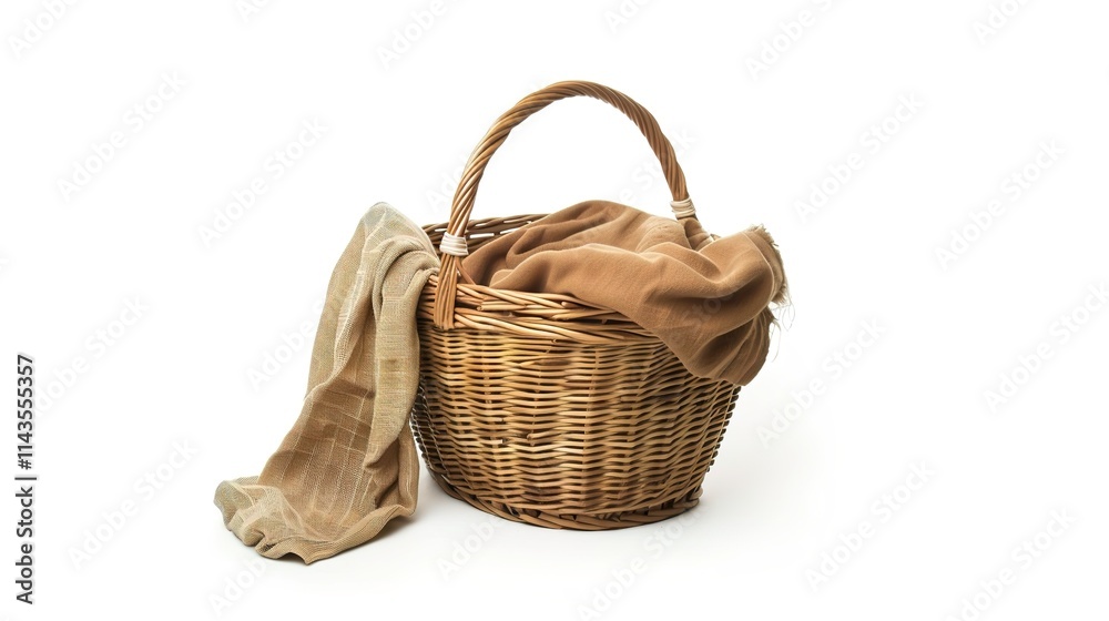 The Appealing Laundry Basket with Clean Clothes on White Background: A Symbol of Housework and Cleaning Chores Done Well. The Appealing Laundry Basket with Clean Clothes on White Background: A Symbol of Housework and Cleaning Chores Done Well.