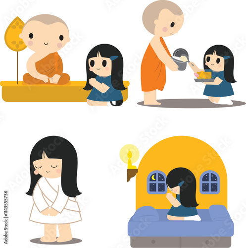 Cute Thai Buddhist art for New year