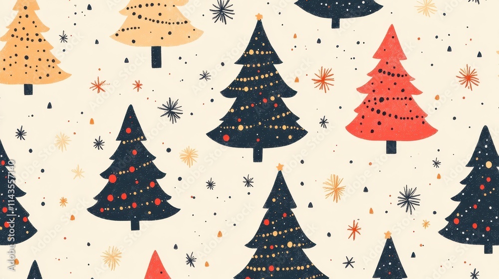 cute chrismas trees dawing style seamless pattern cute chrismas trees dawing style seamless pattern