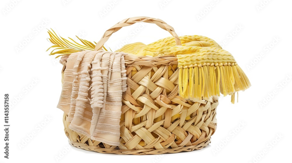The Appealing Laundry Basket with Clean Clothes on White Background: A Symbol of Housework and Cleaning Chores Done Well. The Appealing Laundry Basket with Clean Clothes on White Background: A Symbol of Housework and Cleaning Chores Done Well.