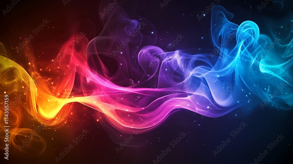 Abstract swirling colorful smoke digital art illustration.. AI Generated