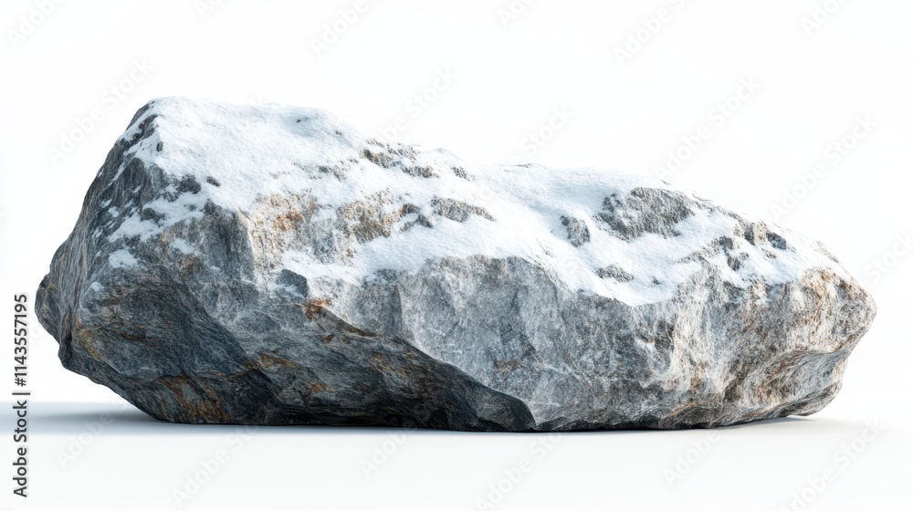 An isolated, white-backgrounded, snowy-topped boulder featuring a clipping path. An isolated, white-backgrounded, snowy-topped boulder featuring a clipping path.
