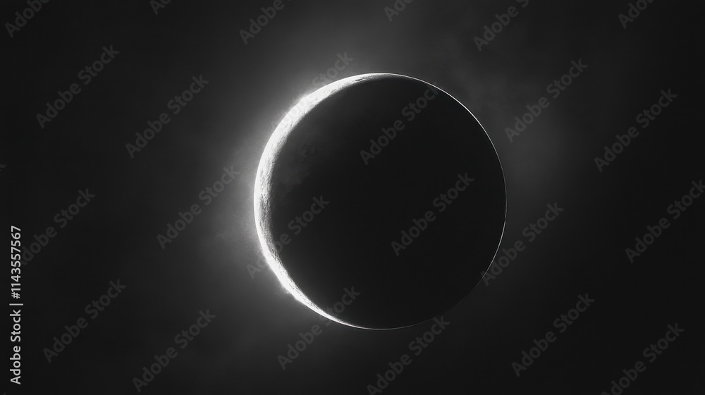 Obraz premium Crescent Moon in Dark Space - Minimalist Cosmic Art