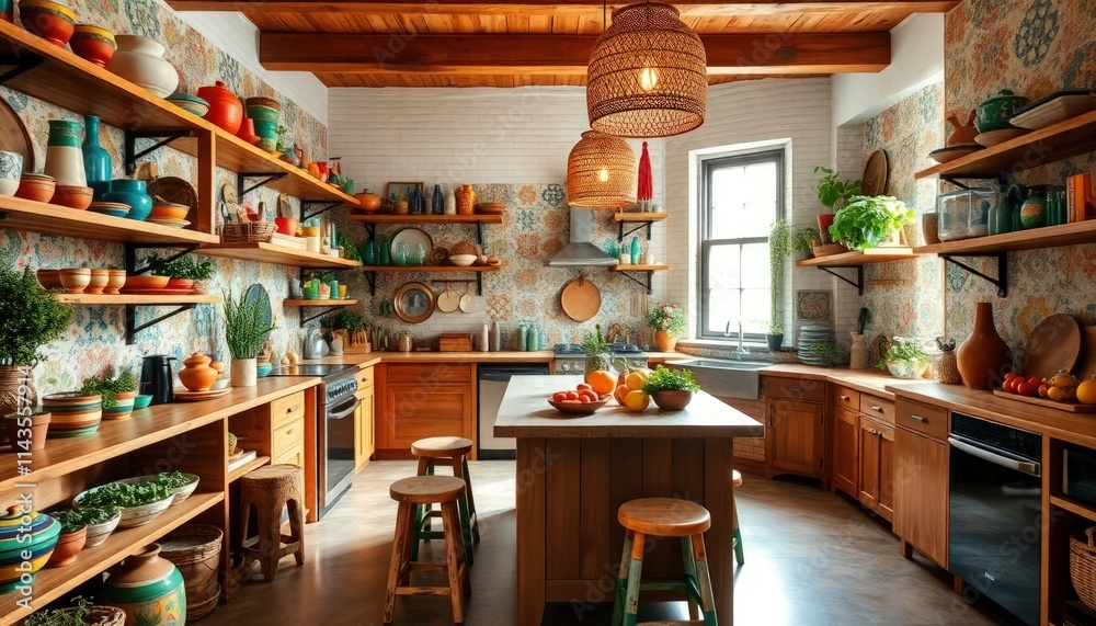 Bohemian Style - Kitchen Interior Design with Bohemian Concept - Hotel Kitchen Interior - Apartment Kitchen Concept - Interior Design Bohemian Style - Kitchen Interior Design with Bohemian Concept - Hotel Kitchen Interior - Apartment Kitchen Concept - Interior Design