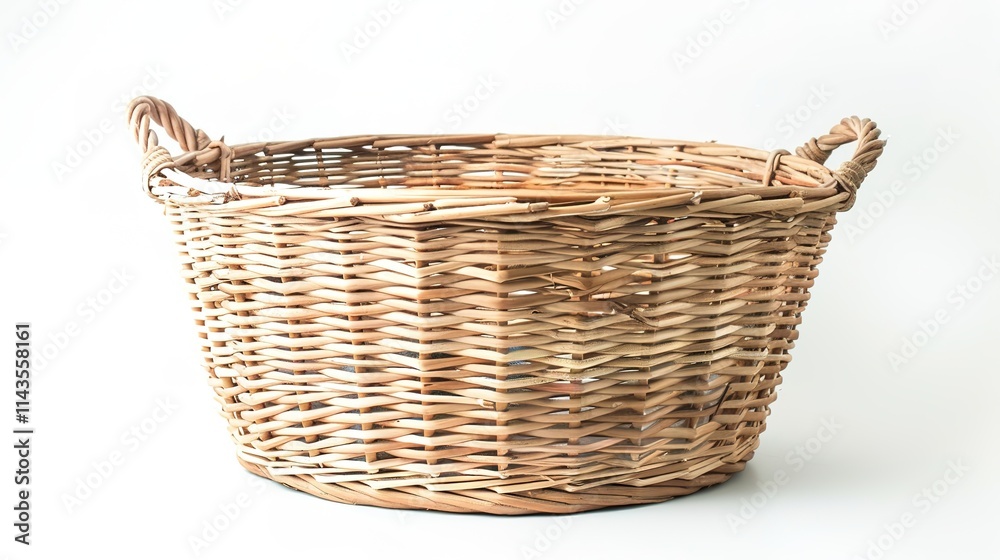 The Appealing Laundry Basket with Clean Clothes on White Background: A Symbol of Housework and Cleaning Chores Done Well.