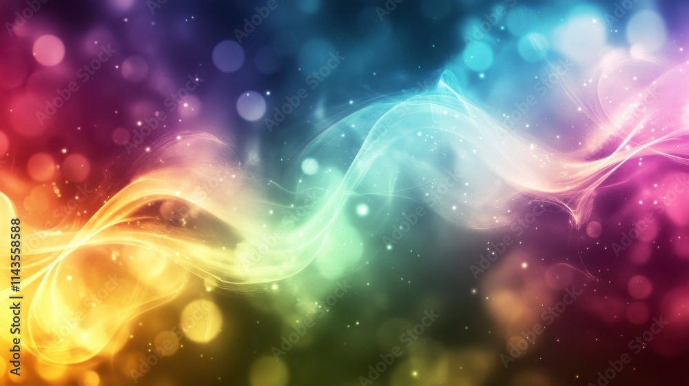 Abstract Rainbow Swirls Background, Dreamy, Magical, Colorful Abstract Rainbow Swirls Background, Dreamy, Magical, Colorful