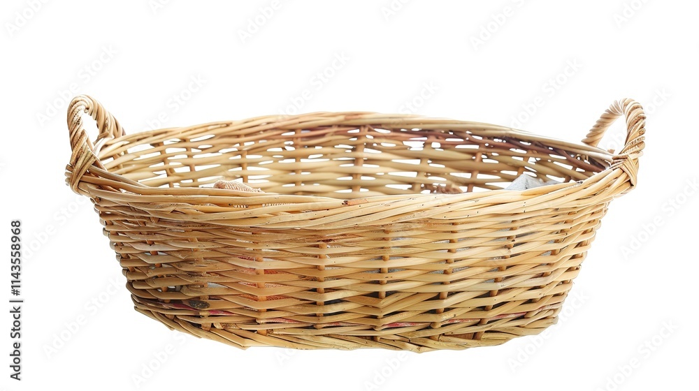 The Appealing Laundry Basket with Clean Clothes on White Background: A Symbol of Housework and Cleaning Chores Done Well. The Appealing Laundry Basket with Clean Clothes on White Background: A Symbol of Housework and Cleaning Chores Done Well.