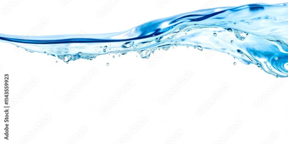 Close-up of flowing water with vibrant blue waves and bubbles. Close-up of flowing water with vibrant blue waves and bubbles.
