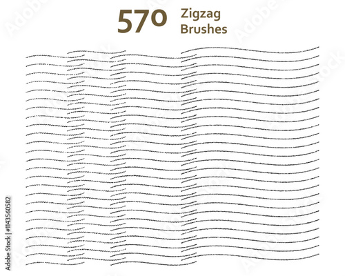 Set of 570 mixed rough zigzag art brushes with various lengths. Compatible with Adobe Illustrator CS6 and above.