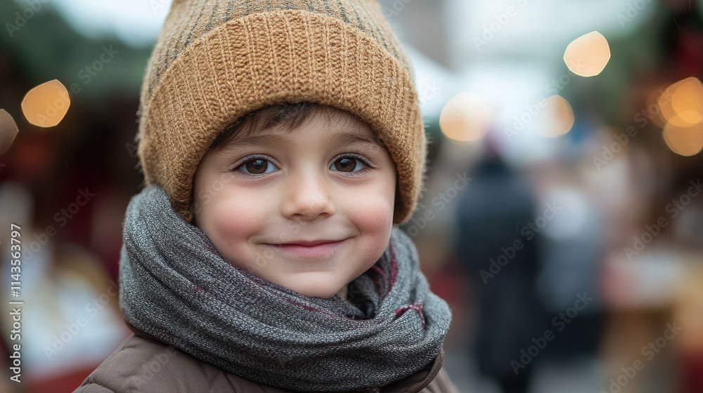Portrait of a happy little boy on the Christmas market in Europe Portrait of a happy little boy on the Christmas market in Europe