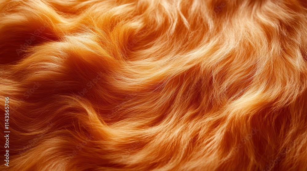 Close-up of textured orange fur with wavy strands, creating a soft and fluffy appearance. The image captures the detailed pattern and color variations in the fur. Close-up of textured orange fur with wavy strands, creating a soft and fluffy appearance. The image captures the detailed pattern and color variations in the fur.