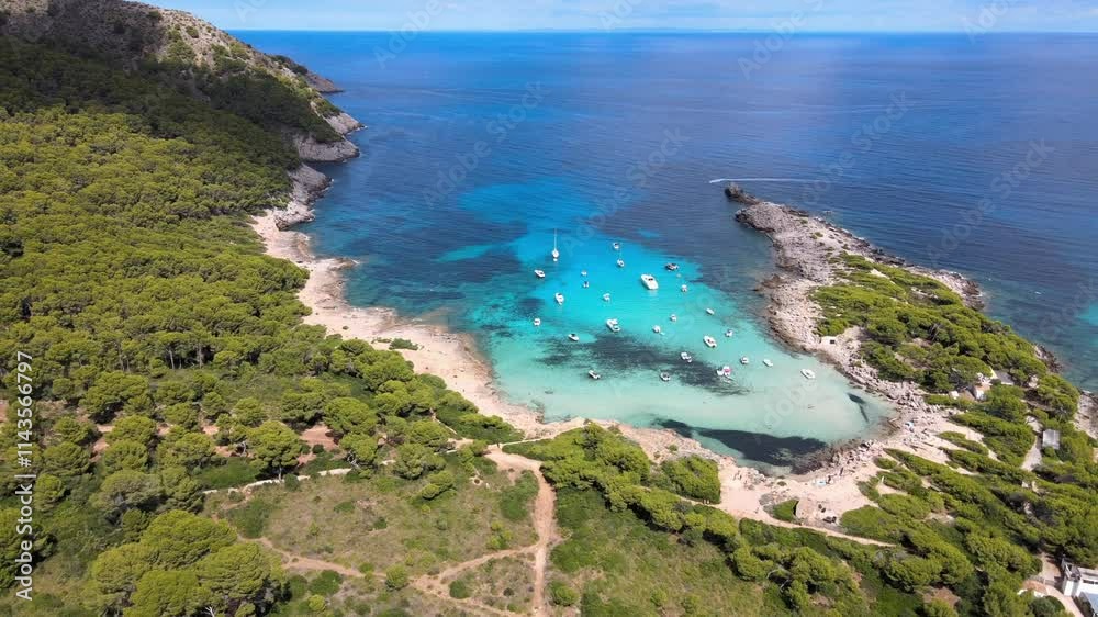Experience the breathtaking beauty of Cala Agulla in Cala Rajada, Mallorca. This serene spot features stunning turquoise waters surrounded by lush greenery and rocky coastlines. Experience the breathtaking beauty of Cala Agulla in Cala Rajada, Mallorca. This serene spot features stunning turquoise waters surrounded by lush greenery and rocky coastlines.