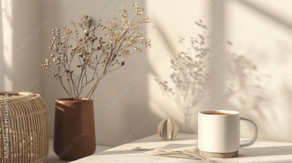 Matte finish mug in a minimalist setting, neutral background and soft shadows for a clean look Matte finish mug in a minimalist setting, neutral background and soft shadows for a clean look