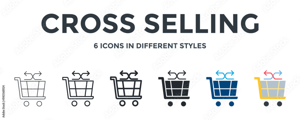 CROSS SELLING icon in different style vector illustration. Designed in thin line, regular line, bold line, glyph, color fill, and flat style can be used for web CROSS SELLING icon in different style vector illustration. Designed in thin line, regular line, bold line, glyph, color fill, and flat style can be used for web