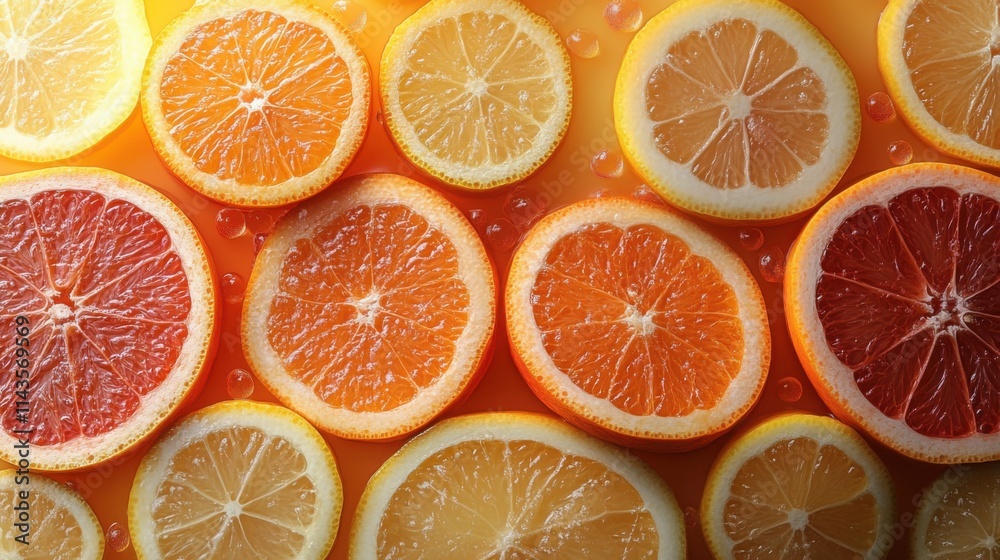 Obraz premium Juicy citrus fruit slices background.