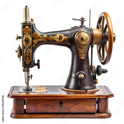 Ornate Vintage Sewing Machine on Wooden Stand