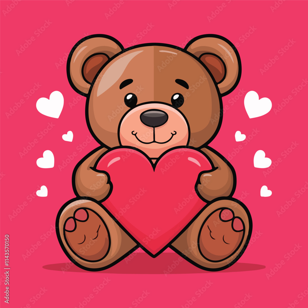 Obraz premium Teddy bear with a heart Vector illustration Ai Generated