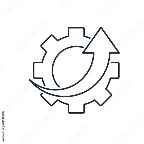 Improvement efficiency, productivity. Vector icon gear wheel, arrow pointer on white background.
