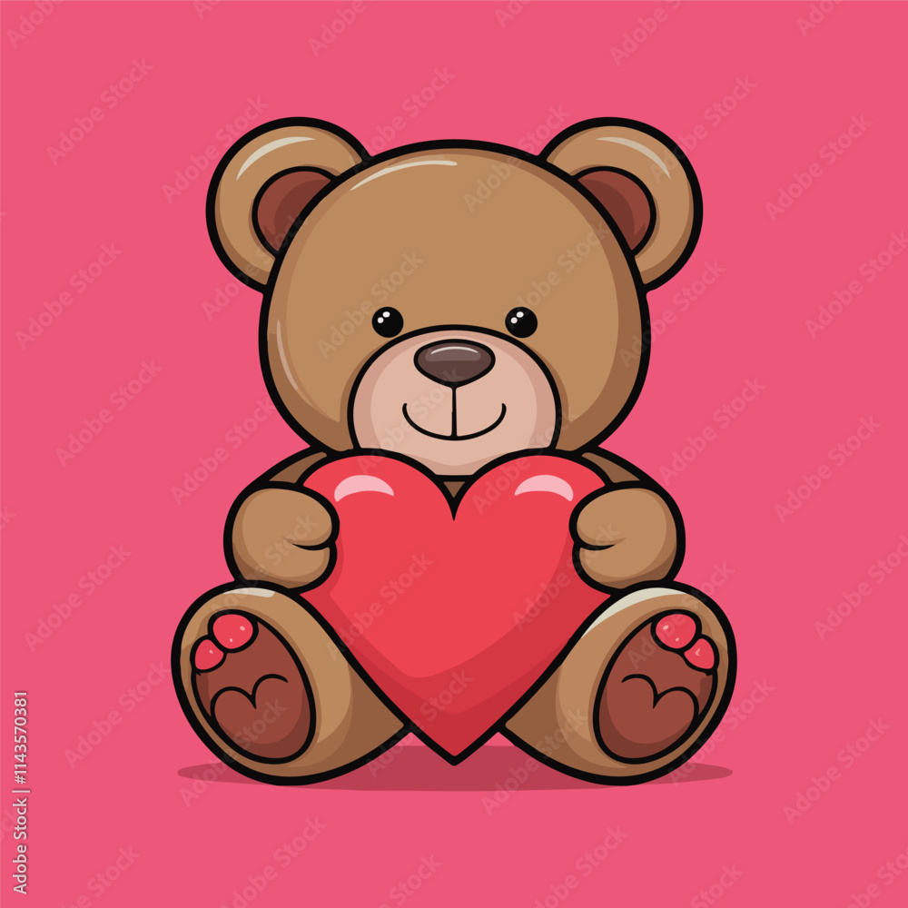Naklejka premium Teddy bear with a heart Vector illustration Ai Generated