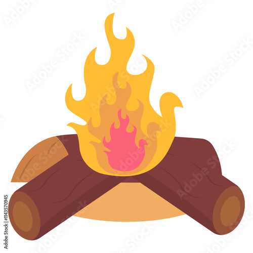 Illustration of Wood Bonfire. for Camping and Adventure.