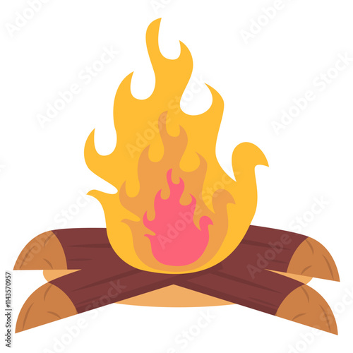 Illustration of Wood Bonfire. for Camping and Adventure.