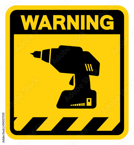 Hand Drill Warning Sign, Vector Illustration, Isolate On White Background Label. EPS10