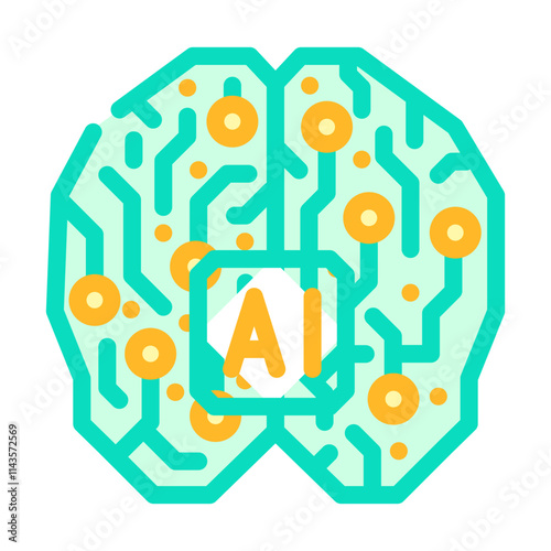 artificial intelligence ai brain industry 4 color icon vector. artificial intelligence ai brain industry 4 sign. isolated symbol illustration