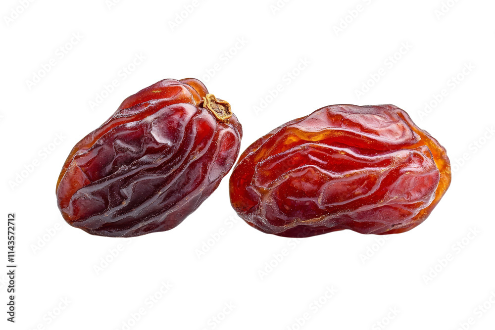 Two red dried fruit with a stem Two red dried fruit with a stem