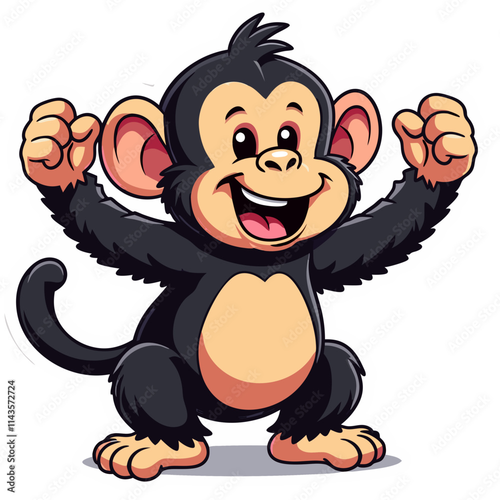 A cute chimpanzee chimp or monkey animal cartoon character mascot