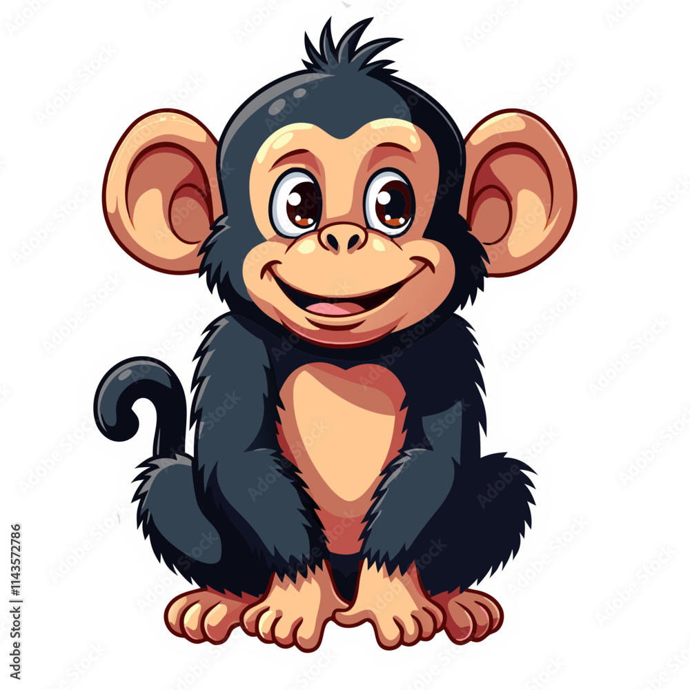 Chimpanzee monkey portrait isolated on white 3d illustration