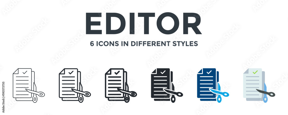 EDITOR icon in different style vector illustration. Designed in thin line, regular line, bold line, glyph, color fill, and flat style can be used for web EDITOR icon in different style vector illustration. Designed in thin line, regular line, bold line, glyph, color fill, and flat style can be used for web