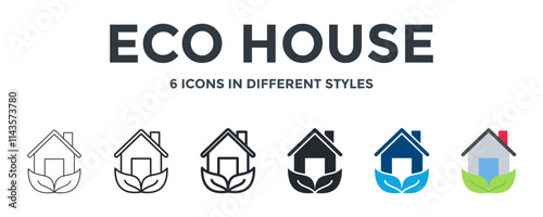 ECO HOUSE icon in different style vector illustration. Designed in thin line, regular line, bold line, glyph, color fill, and flat style can be used for web