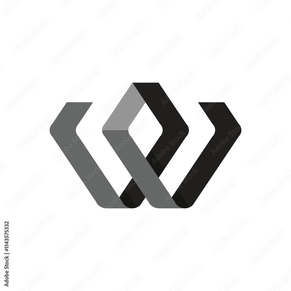This is a geometric monogram logo of letter W made of connected line This is a geometric monogram logo of letter W made of connected line