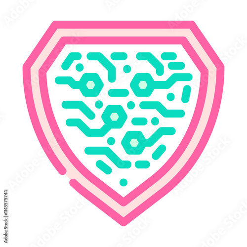cybersecurity shield industry 4 color icon vector. cybersecurity shield industry 4 sign. isolated symbol illustration