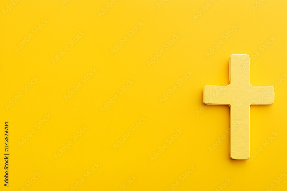 Fototapeta premium yellow cross isolated on yellow background