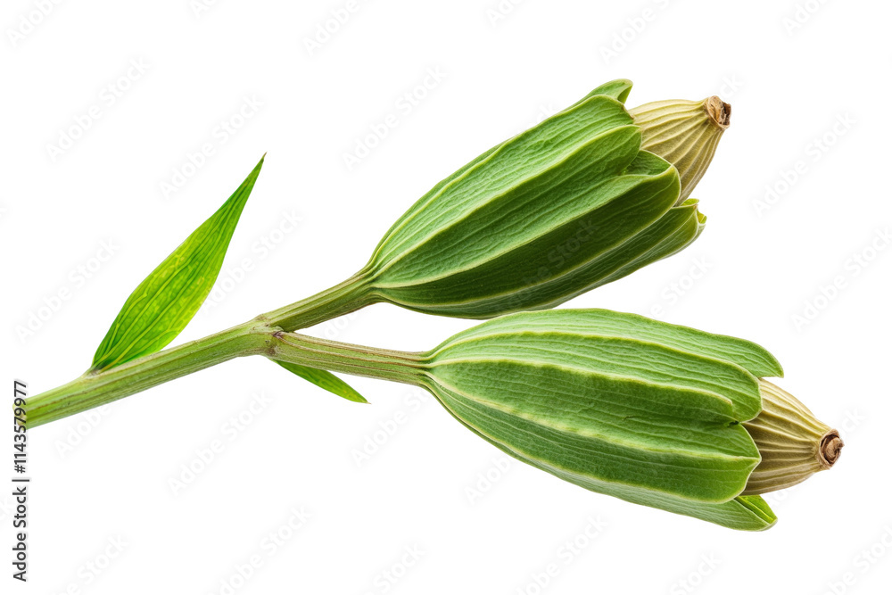 Two green leaves with a stem Two green leaves with a stem
