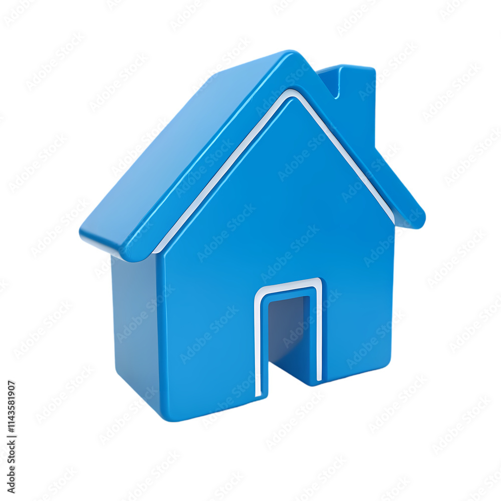 3D Render of a Vibrant Blue Home Icon 3D Render of a Vibrant Blue Home Icon