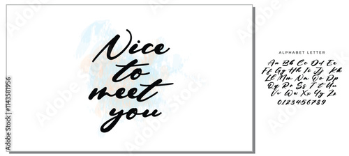 Hand drawn lettering. Ink illustration. Modern brush calligraphy. Isolated on white background. Nice to meet you.