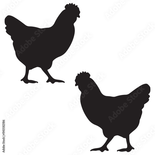 Chicken Silhouette, Chicken Vector Silhouette, Chicken cartoon Silhouette, Chicken illustration, Chicken icon Silhouette, Chicken Silhouette illustration photo