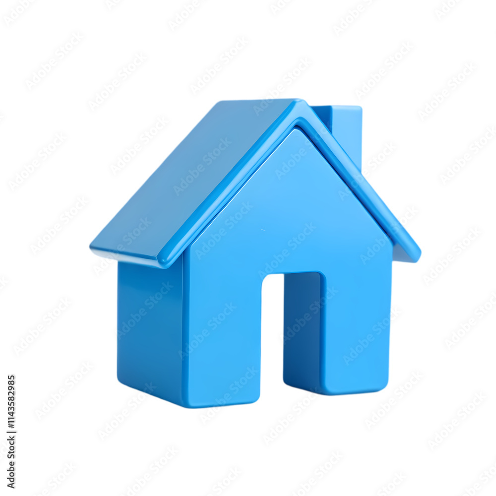 3D Render of a Vibrant Blue Home Icon 3D Render of a Vibrant Blue Home Icon