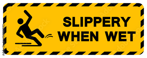 Slippery When Wet Symbol Sign,Vector Illustration, Isolate On White Background Label. EPS10