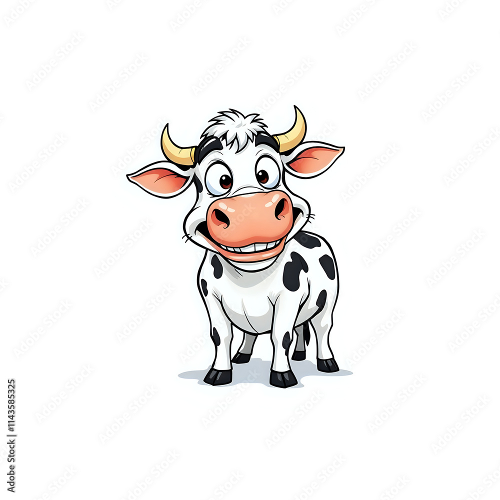 funny cartoon cow with simle in isolated white background funny cartoon cow with simle in isolated white background