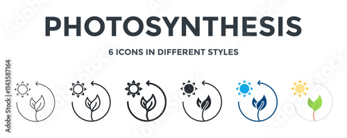 PHOTOSYNTHESIS icon in different style vector illustration. Designed in thin line, regular line, bold line, glyph, color fill, and flat style can be used for web
