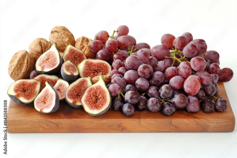 Obraz premium Fresh Figs, Grapes, and Walnuts Display