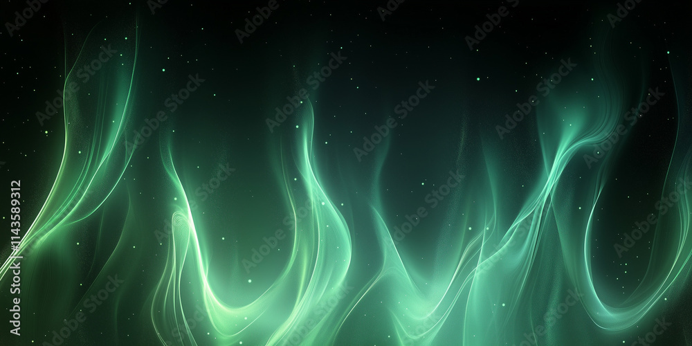 Obraz premium Abstract Green Flames on a Dark Background