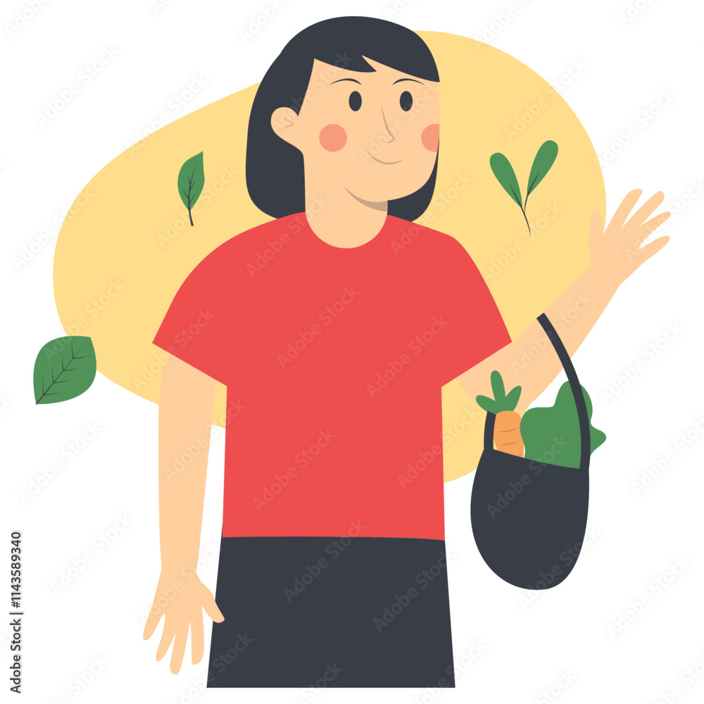 Green Lifestyle Person Character in Cartoon Design. Vector Illustration Green Lifestyle Person Character in Cartoon Design. Vector Illustration