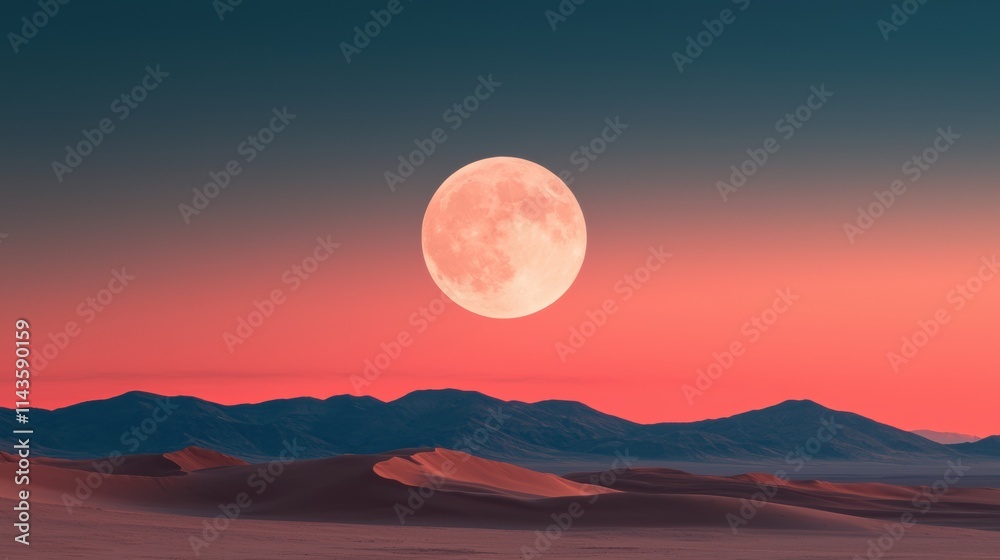 Mystical Full Moon Shining Over Serene Landscape Mystical Full Moon Shining Over Serene Landscape